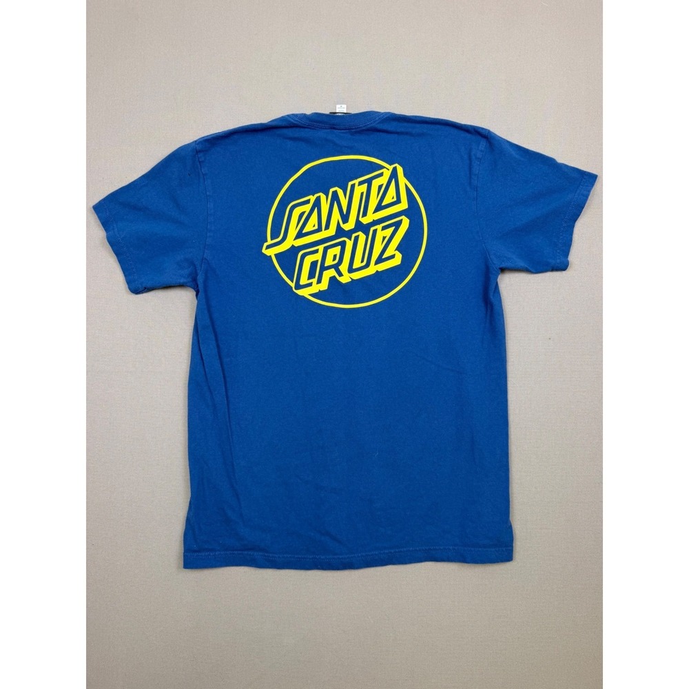 Santa Cruz Skateboards Mens T-Shirt Blue Yellow Dot Logo Short Sleeve Size M